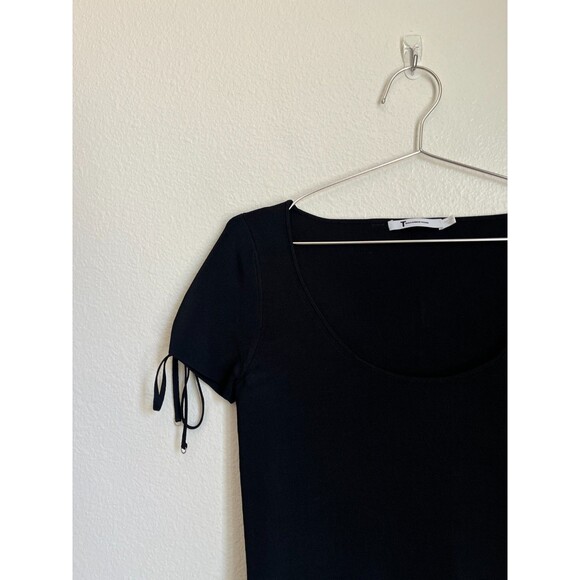 T ALEXANDER WANG Women's Knit Scoop Neck Crop Top in Black Size LARGE - Picture 2 of 5